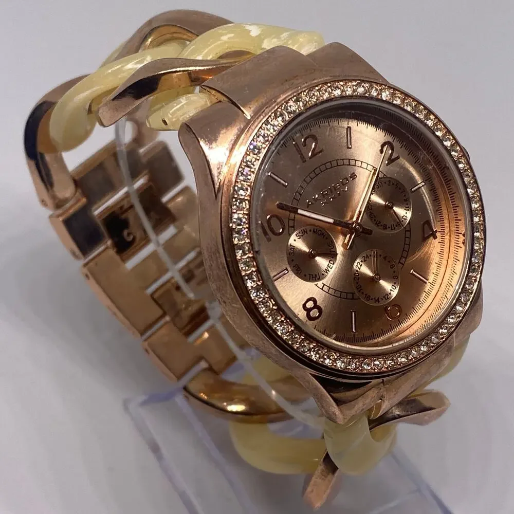 Akribos XXIV Rose Gold-Tone Stainless Steel Chain Style Watch – New Battery